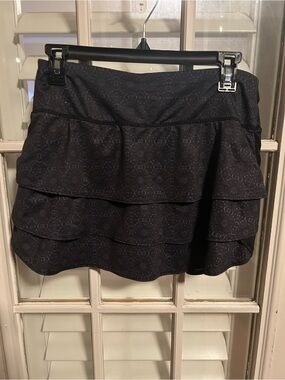 Athleta Black Tiered Mini Skort with Subtle Print
